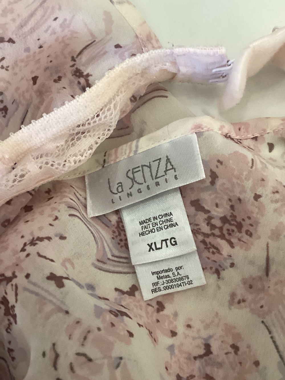 La SENZA Pink Floral Lace Chemise with Bow Accents - Picture 6 of 6